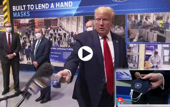 Il Presidente Donald Trump spiega perchè non ondossa una mascherina in visita alla Ford in Michigan
