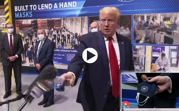 Il Presidente Donald Trump spiega perchè non ondossa una mascherina in visita alla Ford in Michigan