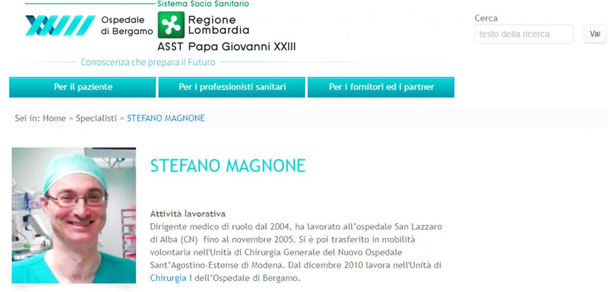 Stefano Magnone Medico Chirurgo Ospedale di Bergamo
